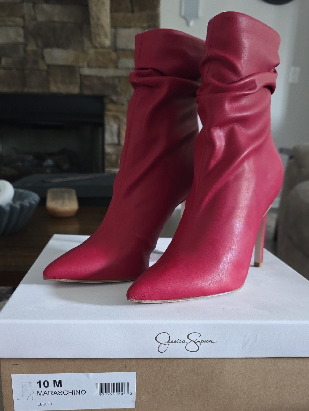 Jessica Simpson Maraschino Red Pointed Toe Slouch Stiletto Boots